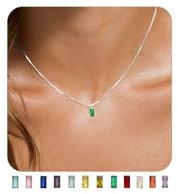 FUNEIA Kette Damen 925 Sterling Silber mit Geburtsstein Anhänger Personalisierte Halskette Silber 925 Wasserfest Schmuck Geburtstags Weihnachten Valentinstag Muttertags Geschenk Frauen Freundin Mama