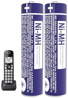 BK-30AAABU Ni-MH Piles Rechargeables AAA 300mah 1,2v pour téléphone sans Fil Gigaset, Pile AAA 300mah Batterie téléphone pour Panasonic, Lot de 2
