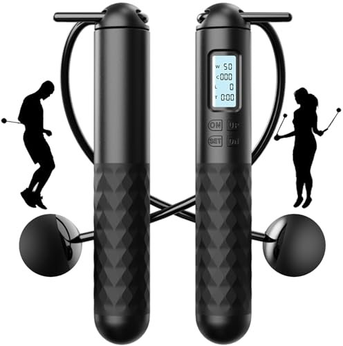 PICKONA Cordless Skipping Ropes for Adults - Ropeless Skipping Rope for Adults, Cordless Jump Rope With Counter, Portable Wireless Gravity Ball Skipping Rope for Women Men Adults Kids(Black)