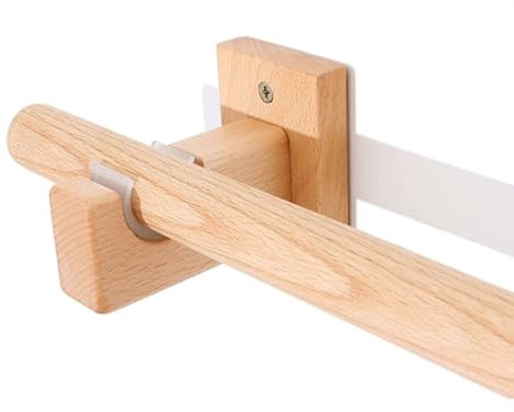 HZEPDVT Buchenfarbene Einzelstangen-Gardinenstangenhalterung, seitlich montiert, Feste Vorhangschiene mit 29 mm Durchmesser, geeignet for Ösenvorhänge mit 63 Zoll(300cm(118.1in))