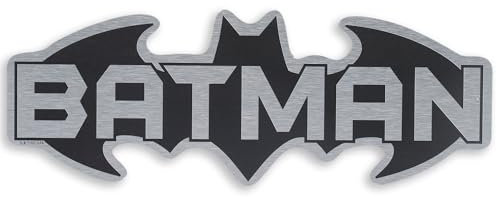 DC Comics Batman Logo Silver Metal Sign - Fun Batman Wall Decor for Man Cave or Movie Room