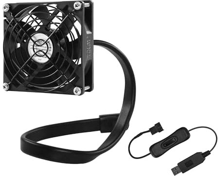 AMCHIXIN 92mm 3.62inch 5V Boost 12V Flexible Ventilation Cooling Fan 2000RPM With Wrap-Around Bracket and 5V USB Adapter Ideal for Scenarios Requiring Bracket-Mounted Fan Circulation