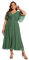 Ever-Pretty Plus Size Women's Midi Wedding Guest Dress Ladies Short Sleeve Dress with Applique Mother of The Bride Eucalyptus Green 30UK