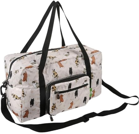 Eco Chic Recycled Cabin Holdall Bag, 40x20x25 for Ryanair Underseat Carry-On Luggage, Lightweight Foldable Water-Resistant Travel Duffle (Beloved Cats Beige)