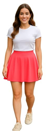 PopCouture Mini gonna svasata a vita alta da donna, Rosa fluo, 52-54