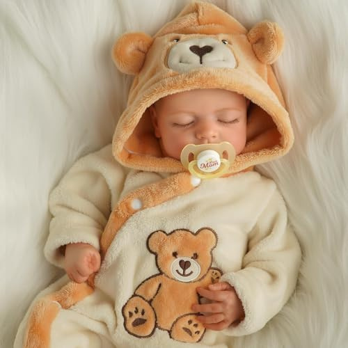 BABESIDE Reborn-Babypuppe Junge 43 cm Schlafend | Realistische Babypuppe, Weicher Stoffkörper, Lebensechtes Neugeborenen mit Spielzeugzubehör