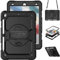 Jenyoog Case for iPad 10.2 Inch 9th/8th/7th Generation 2021/2020/2019,iPad Pro 10.5 & iPad Air 3,3-Layer Case with Screen Protector/360 Rotating Hand Strap Stand. (Black Black)