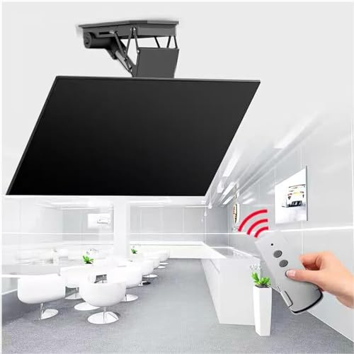 GUODDM Deckenhalter TV-Halterung, Elektrischer TV -Aufzug Mit Autoheben, Motorisierte Deckenfernsehermontage, Mit Fernbedienung Und Schaltersteuerung, 0-85 ° Nach Unten Drehen