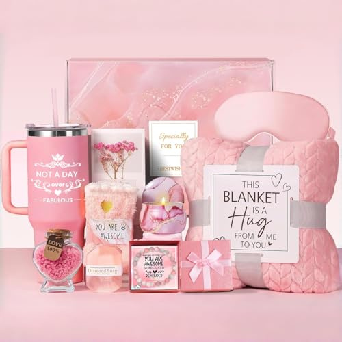 Birthday Gifts for Women, Pamper Gifts Set for Friend With Flanel Blanket, Get Well Soon Presents for Women Wife Mum Girls Ladies Sister Daughter Coworker,Presents for Christmas