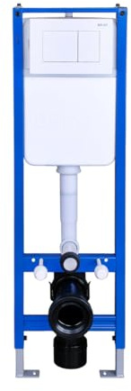 Belvit Eck Vorwandelement für Wand WC mit Unterputz Spülkasten | Eckmontage, 2 Mengen Spülung, Drückerplatte Weiß, Installationssystem für Hänge WC, Trockenbau Badezimmer