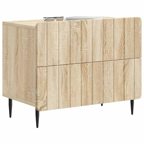 vidaXL Nachttisch Sonoma-Eiche 62 x 34,5 x 49,5 cm Holzwerkstoff, Wohnzimmer, moderner Nachttisch, Stauraum, kompakter Beistelltisch, minimalistischer Organizer, Möbel für Zuhause
