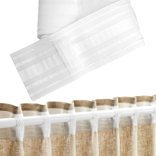 SIXHAOBU Gardinenband, Kräuselband, 10M X 8.5CM Weiß Gardinenband zum Aufnähen, Vorhangband Polyester, Gardinen Kräuselband zum Aufnähen, Gardinenband Universalband für Gardine Haken Deko Schlafzimmer