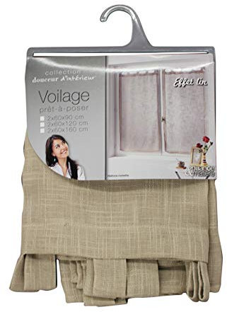 Douceur d'Intérieur Haltona Paire Droite Passants Effet Lin Tisse Haltona Polyester, Noisette, 90x60 cm