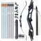 D&Q Recurvebogen Pfeil und Bogen Set 56 Zoll langbogen Rechte Hand Aluminiumlegierung Riser 30-50lbs Jagdbogen für Erwachsene Sportbogen(Schwarz,45lb)