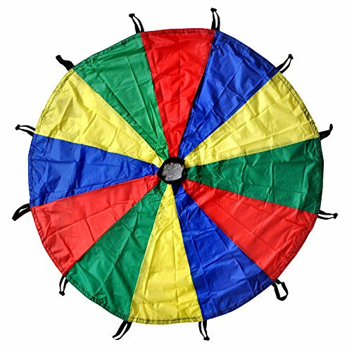GSi Kids Play Parachute Rainbow Parachute Toy Tent Game Age 3+ for Children Gymnastic Cooperative Play and Outdoor Playground Activities (12 Feet)