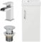AURORA® 400mm Bathroom Vanity Unit Ceramic Wash Sink Floorstanding Storage Cabinet Reversible Soft Close Cupboard & Chrome Waterfall Basin Mixer Tap & Waste Set, White Gloss