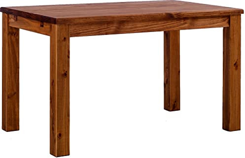 Esstisch Rio Classico 120x80 cm Nussbaum Holz Pinie Massivholz Esszimmertisch Echtholz ausziehbar vorgerichtet für Ansteckplatten Brasilmöbel