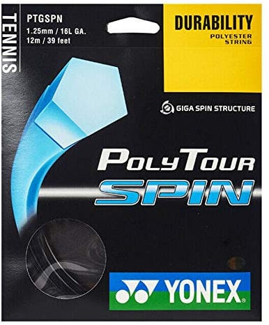 Yonex Poly Tour Spin - Corda da tennis, 16 l, colore: Nero