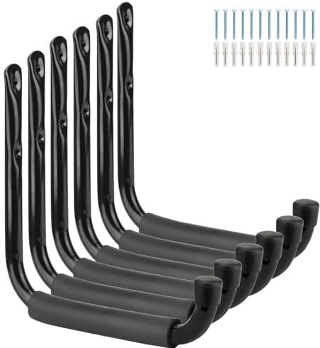 PiPaFox Garage Storage Ladders Hooks, 24CM/9.5Inches Heavy Duty Jumbo Arm Utility Rack for Garden Tools, Surf Boards, Folding Chairs