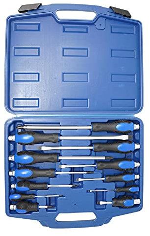 Dapetz ® Screwdriver Set Chrome Vanadium Steel Made, 12Pcs Magnetic Screwdriver with 6 Flat & 6 Cross Head, Professional Cushion Grip, Durable Hand Tools in Case