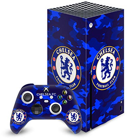 Head Case Designs Offizielle Zugelassen Chelsea Football Club Camouflage Gemischt Logo Vinyl Haut Gaming Aufkleber Abziehbild Abdeckung kompatibel mit Xbox Series X Console and Controller Bundle
