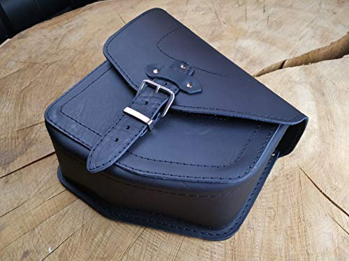 ORLETANOS Sacoche de Selle Odin Black Compatible avec Harley Davidson Softail jusqu'à 2017 et à partir de 2018 - Sacoche latérale en Cuir véritable HD Noir Wildstar Dragstar Fat Bob Boy