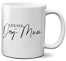 Personalised The Dog Mum Mug - Novelty Funny Dog Owner Mug Cup Mothers Day Writing Love Present Coffee Tea Cup Ceramic Handle Idea Heavy Duty Handle Dishwasher and Microwave Safe (White)