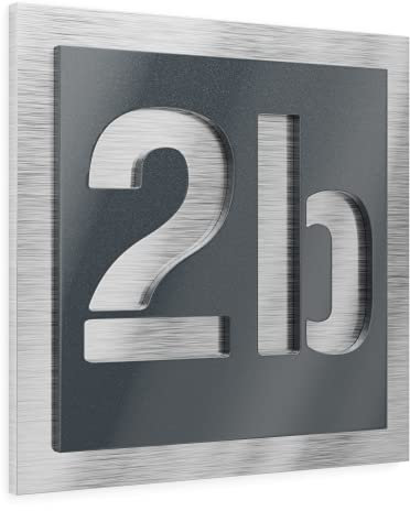 GRAVIERS DESIGN Número de Casa Exterior Personalizable de Acero Inoxidable. 380 x 380 mm en Gris antracita metálico Resistente a la Intemperie. Para Puertas y Portales. [Made in Germany]