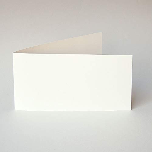 100 altweiße, extralange Blanko-Klappkarten (Munken Pure 300 g/qm), Querformat DIN lang