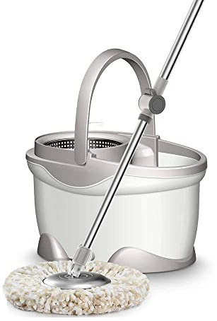 JINHH 360 Spin Mop and Bucket Floor Cleaning System with Machine Washable Microfiber Mop and ABS Thickening Bucket Bucket Floor Cleaning System