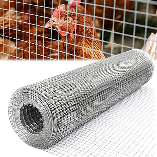 910MMx15M Roll Galvanised Welded Wire Mesh Chicken Wire Fence Net, 1x1 (25mm) Hole Square Rat Proof Wire Netting Rabbit Animal Fence Mesh, Garden Wire Mesh Fencing for DIY Craftworks Home Decors