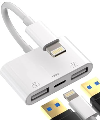 USB A Adapter for iPhone Lightning to OTG Connector Cable 13 12 11 Mini Pro Max X Xs for iPad Male Converter Splitter Doul and Charger Charging Female Port Camera Keyboard Mouse Adaptador Hub 3.0