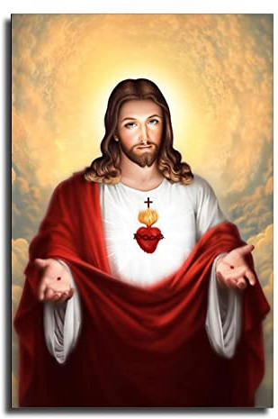 FireDeer Katholischer Jesus-Posterdruck auf Leinwand, Gemälde, christlicher Gott, Bilder für Wohnzimmer, kein Rahmen, heiliges Herz Jesu, 7,1 x 30,5 cm