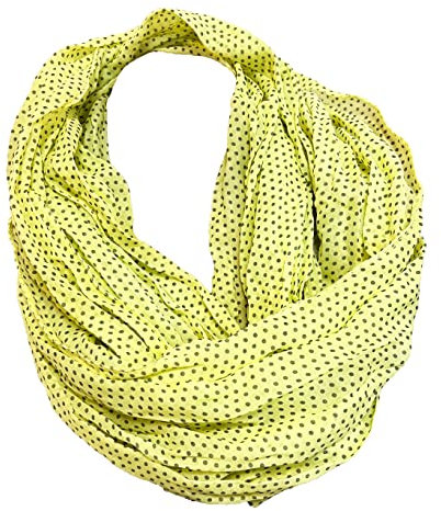 J26 Dots Punkte Seide Sommer Loop Farbverlauf Silk Uni Rundschal Schlauchschal Stola Schal leicht (Gelb)