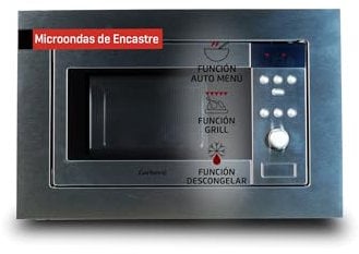 Corbero CMICIM122 Microondas de Encastre Cap.20 Litros, Color Inox, Potencia 800W, Auto Menú, Descongelar, Grill, Cocina Exprés, 9 Niv. Potencia, Easy-Tronic, Plato Giratorio 245mm, Con Marco.