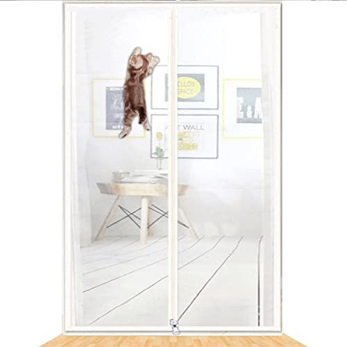XWanitd Anti-Moskito-Tür-Abschirmung, Mesh, verhindert das Entkommen von Haustieren, kratzfest, staubdicht, Reißverschluss, Katzen-Mesh-Hunde-Trennnetz (90 x 200 cm, Öffnung-A)