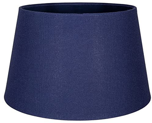 Traditional Navy Midnight Blue Linen Fabric Drum Table/Pendant Lampshade | 60w Maximum | Inner Fabric Lining | 30cm Diameter by Happy Homewares