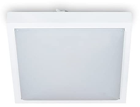 Kwazar Luminaire - Deckenleuchte Flach - Deckenlampe E27 - Quadratisch, Max. 30W, 230V, Schutzklasse IP20 - Lampe Decke für Flur, Treppenhaus, Wohnzimmer, Küche, Schlafzimmer - SAMI Weiß