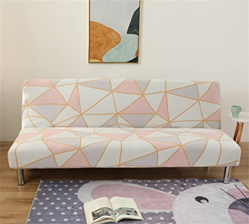 Surwin Housse de Clic Clac élastique Canapé 2/3 Places, Housse de Canapé sans Accoudoir Couverture de Canapé-lit Universel Tout Couvert Canapé Pliant Protecteur (190-220cm,Triangle Rose)