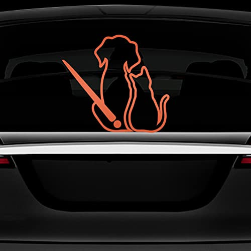 Leniutor Heckscheibenwischer-Aufkleber mit Hund und Katze, niedliches Tier, Vinyl, winkender Schwanz, für SUV, Auto, Heckscheibe, Scheibenwischerblatt, Dekoration, 21,6 x 27,7 cm (Hund und Katze,