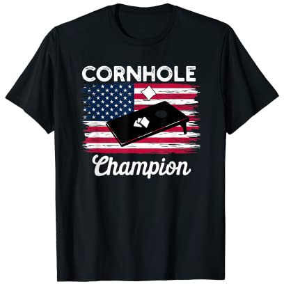 Cornhole-Trophy Champion Lustiger Sitzsack Cornhole-Spielerflagge T-Shirt