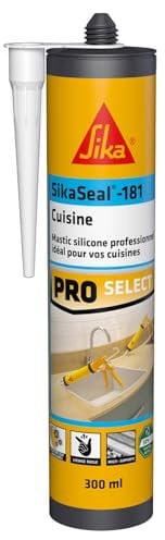 SIKA - Mastic silicone sanitaire - SikaSeal-181 Cuisine transparent - Réalisation de joints - Spécial cuisines - Intérieur et extérieur - 300 ml