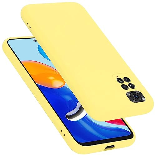 Cadorabo Hülle kompatibel mit Xiaomi RedMi Note 11 4G / 11S 4G Hülle Silikon Handyhülle für RedMi Note 11 4G / 11S 4G Case aus flüssigem Silikon- Kratzfeste dünne TPU Schutzhülle - Liquid GELB