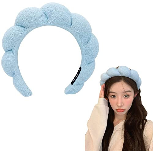 GUGUGO Haarband Kosmetik, Make-Up Haarband, Skincare Headband, Schwamm und Frottee, Weiches und Saugfähiges Material (Blau)