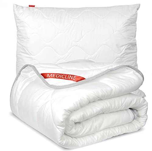 EDANTI Allergikerfreundliches Besticktes Silikon-Steppbett 200x220 cm + Kopfkissen 70x80 cm