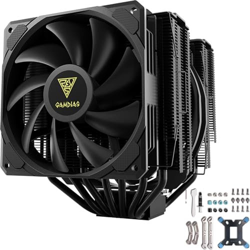 GAMDIAS BOREAS P1-720 CPU Air Cooler, 270w TDP, All-Black Coating, 7 Copper Heat Pipes, Dual Tower Aluminum Heatsink, 135/120mm PWM Fan 84.2/68.7CFM, Support Intel LGA1700/1200/115X & AM5/AM4 - Black