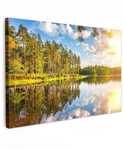MuchoWow© Leinwand Bilder Groß 120x80 cm XXL Wanddeko Wohnzimmer Aesthetic Room Decor Deko Zimmer Wandbilder Modern Fotogeschenke Landschaftsbilder - Wasser - Bäume - Bild Natur