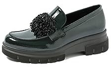 QUEEN HELENA Mocassini con Plateau Casual Eleganti Francesine Donna X29-58 (Verde, Sistema Taglie Calzature EU, Adulto, Donna, Numero, Media, 36)