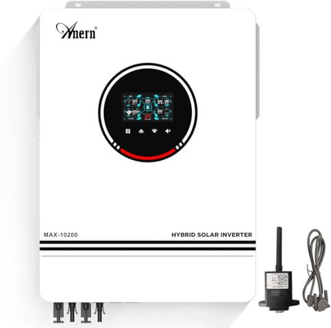 Anern 10200W Solar Inversor Híbrido 48V DC a 220-240V CA Controlador Solar 160A MPPT Voltaje de Entrada PV Máx. 500V,2PV Entrada/2AC Salida 2MPPT Inversor Híbrido Funciona con o Sin Pilas