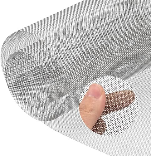 uxcell 20 Mesh Stainless Steel Woven Wire Mesh Screen, 39 inch x 12 inch Hard and Heat Resisting Wire Mesh for Wall, Hole, Garden, DIY Project, Never Rust, Easy to Cut